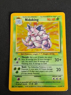 Pokemon TCG Nidoking Base Set Holo Unlimited Rare Card 11/102 (MP/HP) - Image 1