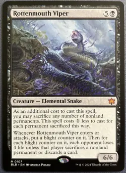 Rottenmouth Viper #107 Rare Bloomburrow MTG Near Mint NM Snake - Image 1