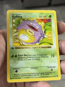 Pokemon TCG WOTC Koffing Base Set Shadowless 1st Edition vintage 1999 051/102 LP - Image 4