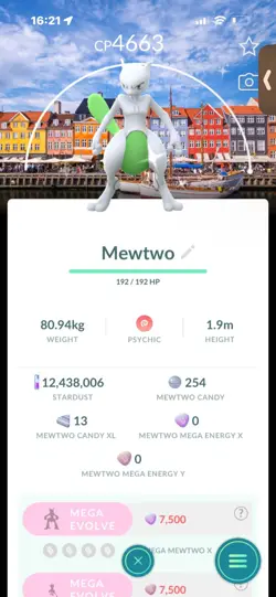 Pokemon Go Shiny Legendary Mewtwo ( Denmark Background) ( MAX CP ) - Image 1