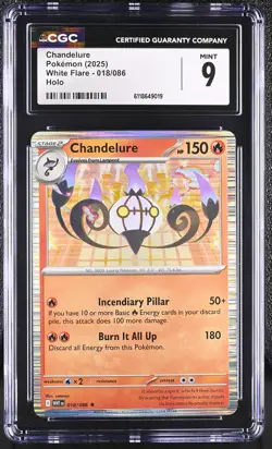 2025 Pokemon Chandelure 018/086 White Flare Holo CGC 9 - Image 1