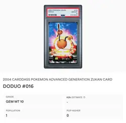 PSA 10 GEM MINT Doduo #016 Carddass Zukan Advanced Gen. Bandai Pokemon TCG POP 1 - Image 2