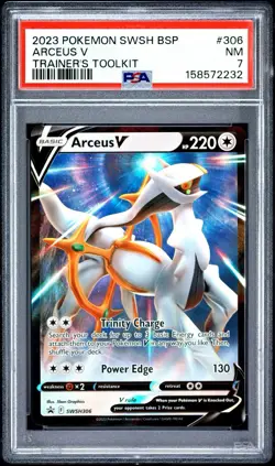 2023 POKEMON SWSH BLACK STAR PROMO TRAINER'S TOOLKIT #306 ARCEUS V PSA 7 - Image 1