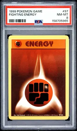 1999 POKEMON BASE SET UNLIMITED #97 FIGHTING ENERGY PSA 8 - Image 1