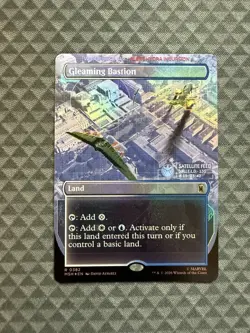 MTG Gleaming Bastion #0382 Foil Borderless Rare Marvel Super Heroes (MSH) - Image 1