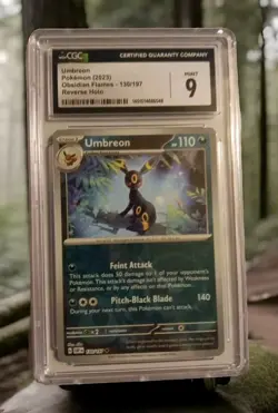 Umbreon Holo Pokemon 2023 Obsidian Flames 130/197 Reverse Holo Graded CGC 9 - Image 1