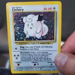 Pokemon cards 1st edition clefairy hologram defect misprint 5/102 near mint, - Image 1