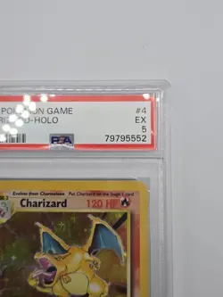 1999 Pokemon Base Set Unlimited Charizard — PSA 5 Holo 4/102 - Image 5