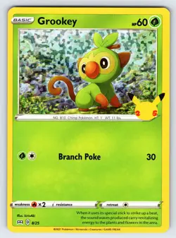 Grookey 8/25 2021 McDonald's 25th Anniversary Pokemon Card TCG Promo Holo - Nm - Image 1