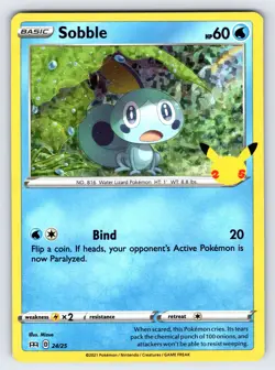 Sobble 24/25 2021 McDonald's 25th Anniversary Pokemon Card TCG Promo Holo - Nm - Image 1