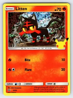 Litten 15/25 2021 McDonald's 25th Anniversary Pokemon Card TCG Promo Holo - Nm - Image 1