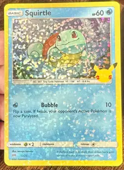 Squirtle HEAVY HOLO BLEED 17/25 2021 McDonald's 25th Anniversary Pokemon Card Nm - Image 1