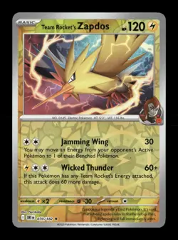 Team Rocket's Zapdos Reverse Holo Rare SV10: Destined Rivals 070/182 NM Pokemon - Image 1