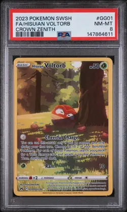 2023 POKEMON SWORD & SHIELD CROWN ZENITH #GG01 FULL ART/HISUIAN VOLTORB PSA 8 - Image 1