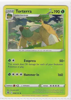 Torterra 008/172 Holo Rare Brilliant Stars Pokemon Holo Near Mint - Image 1