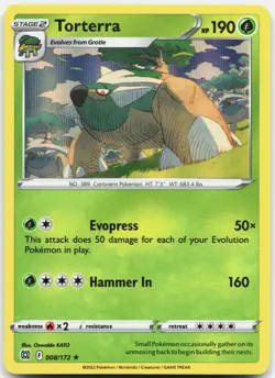 Torterra 008/172 Holo Rare Brilliant Stars Pokemon Holo Near Mint - Image 1