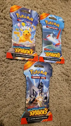 3 Pokemon TCG: Scarlet & Violet - Surging Sparks Sleeved Booster Packs - Image 1