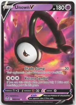 Unown V 065/195 Holo V Rare Silver Tempest Pokemon Holo Near Mint - Image 1