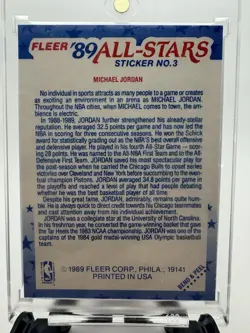 Fleer 1989-90 '89 All-Stars Michael Jordan Bulls Sticker #3 Basketball Card - Image 2