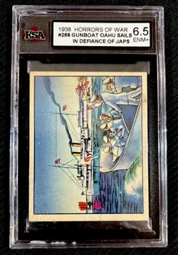 1938 HORRORS OF WAR GUNBOAT OAHU SAILS IN DEFIANCE OF JAPS CARD #268 KSA 6.5 - Image 2