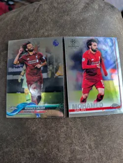 Mohamed Salah 2 Card Lot 2018-19 Topps Chrome Premier League & UCL Liverpool - Image 1