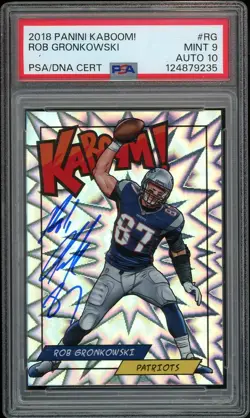 2018 Panini KABOOM! #RG Rob Gronkowski Patriots On Card PSA 9/10 Auto MINT - Image 1