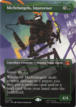 Michelangelo Improviser Borderless M Teenage Mutant Ninja Turtles 219 NM MTG - Image 1