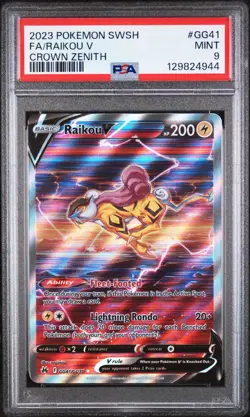 Raikou V GG41/GG70 Sword Shield Crown Zenith Pokemon PSA 9 - Image 1