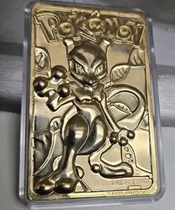 1999 MEWTWO #150 Gold Bar Card Limited Edition Burger King Gold Plated Pokemon - Image 1
