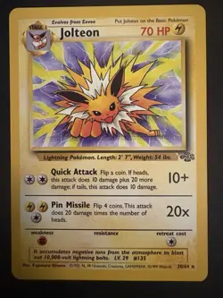 Vintage Pokemon TCG Jolteon Card 20/64 Unlimited Jungle - Image 1