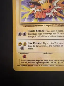 Vintage Pokemon TCG Jolteon Card 20/64 Unlimited Jungle - Image 5