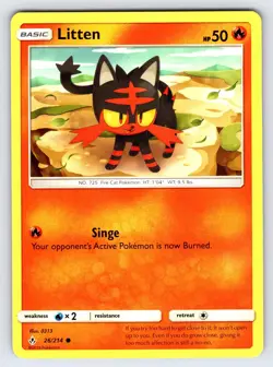 Litten 26/214 S&M Unbroken Bonds Pokemon Card TCG Non Holo Common - Nm/Vlp - Image 1