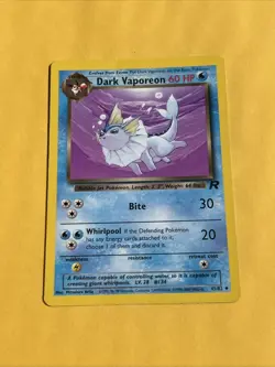 DARK VAPOREON 45/82 Team Rocket Pokemon Card Uncommon Unlimited HP Damaged - Image 4