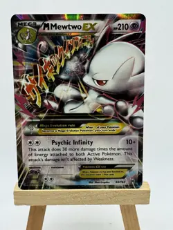 Pokemon M Mega Mewtwo EX Ultra Rare Holo TCG Card 64/162 XY Breakthrough - Image 1