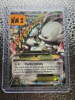 Pokemon M Mega Mewtwo EX Ultra Rare Holo TCG Card 64/162 XY Breakthrough - Image 3