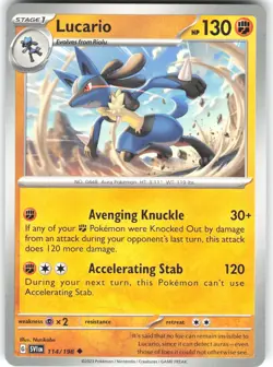 Lucario 114/198 SV01: Scarlet & Violet Base Set Uncommon Pokemon Card NM - Image 1