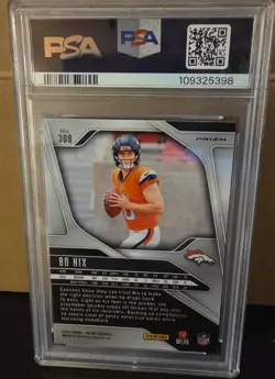 2024 Panini Prizm Bo Nix Neon Green Pulsar Prizm RC PSA 9 Broncos - Image 2