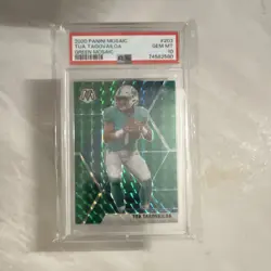 Panini 2020 Mosaic Rookies Tua Tagovailoa Green Mosaic Prizm #203 PSA 10 - Image 1