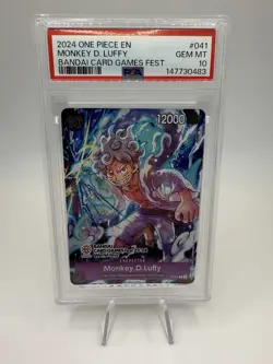 2024 One Piece Monkey D Luffy Bandai Card Games Fest EN #041 PSA 10 - Image 1