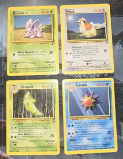 Nidoran, Pidgey, Metapod, Starmie Base Set 2 Card Lot Pokemon Vintage - Image 1