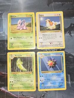 Nidoran, Pidgey, Metapod, Starmie Base Set 2 Card Lot Pokemon Vintage - Image 2