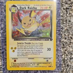 WOTC Dark Raichu Team Rocket Holo Secret Rare English 83/82 LP+ W/ Swirl - Image 1