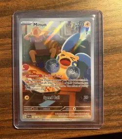Pokemon TCG Minun 194/182 Sv04 Paradox Rift Illustration Rare Holo (EN) - Image 1