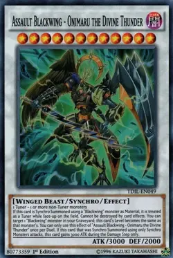 Assault Blackwing - Onimaru the Divine Thunder - TDIL-EN049 Super Rare 1st Ed - Image 1
