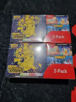 LOT OF 2 Pokemon Surging Sparks ETB & Booster Bundle Costco 2-Pack Sealed - Image 1