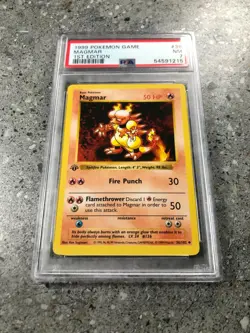 Pokemon TCG Cards 1st Edition Base Set Magmar 36/102 PSA 7 NM STRONG - Image 1