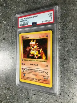Pokemon TCG Cards 1st Edition Base Set Magmar 36/102 PSA 7 NM STRONG - Image 4
