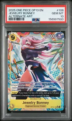 PSA 10 Jewelry Bonney OP13-108 One Piece Card Game EN Foil SR Alt Art 2025 - Image 1