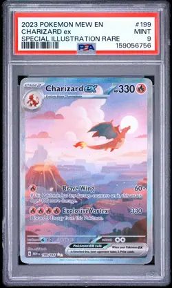 2023 POKEMON MEW EN-151 SPECIAL ILLUSTRATION RARE #199 CHARIZARD EX PSA 9 - Image 1