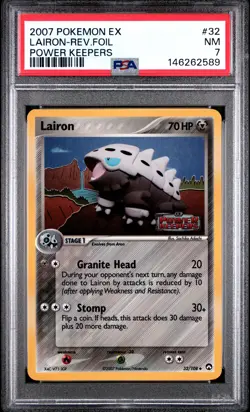 2007 POKEMON EX POWER KEEPERS #32 LAIRON-REVERSE FOIL PSA 7 - Image 1